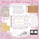 Humyoun Wedding Guest Book Letters to The Bride Scrapbook Wedding Memory Book Bridal DIY Blank Paper Scrapbook Photo Album Guest Sign with Pearl Stickers(8.5 x 7 Inch,Floral,Pink)