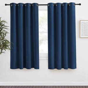 NICETOWN Moroccan Blue Blackout Curtain 57 inch Length, W55 Inch, 8 Grommets Top, 1 Piece, Thermal Insulated Modern Window Treatment Soundproof Drape Panel for Bedroom/Living Room
