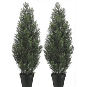 TRESIL Two 3 Foot Outdoor Artificial Cedar Trees Potted Plants