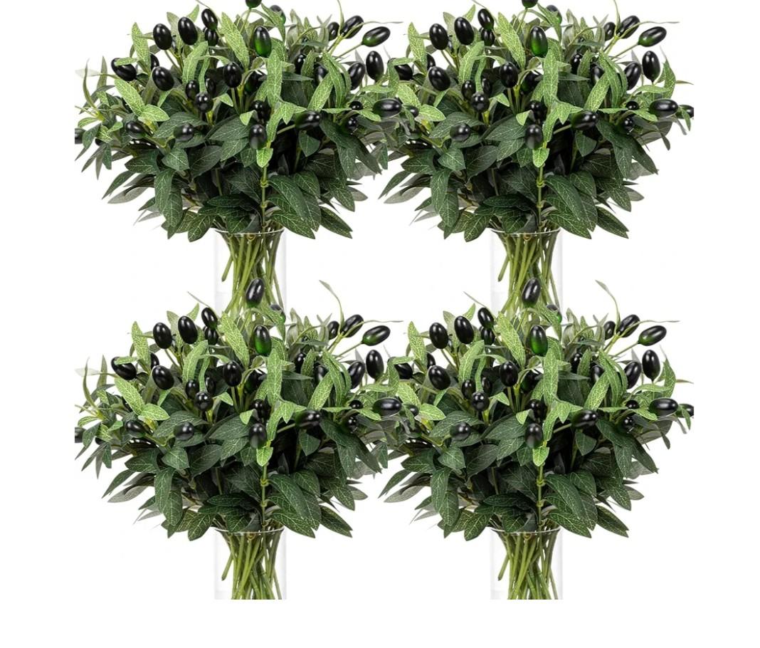 Norme 1 Pack Mini Faux Olive Leaves Stems for Small Vases 11 Inch Artificial Olive Branches with Lifelike Olives Artificial Indoor Greenery Decor for Home Office Wedding Party Centerpieces Decor