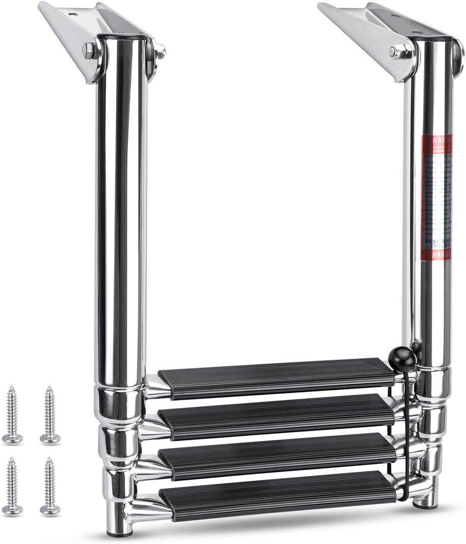 Marinebaby Heavy Duty Boat Telescopic 4 Step Ladder,Stainless Steel Swim Platform Telescoping Ladder,Extendable Step for Boat Yacht Marinebaby Heavy Duty Boat Telescopic 4 Step Ladder,Stainless Steel Swim Platform Telescoping Ladder,Extendable Step for Boat Yacht