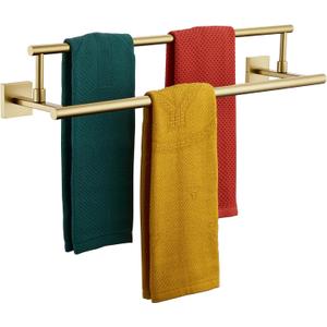 KOKOSIRI 24-Inch Towel Bars Double Bath Towel Rails Bathroom Holder Racks for Cabinet Kitchen Brushed Gold Stainless Steel B5009BG-L24