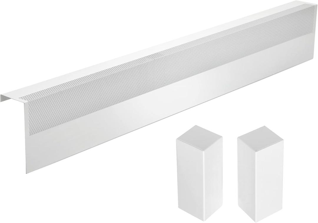 Upgraded 4 FT Baseboard Heater Cover with Left and Right Endcaps, Galvanized Steel Easy Slip-On Heater Cover for Replacing Old and Rusty Looking Electric and Hydronic Base board Heat Covers