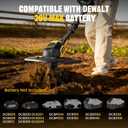 Cordless Tiller Cultivator Compatible with DEWALT 20V MAX Battery(Tool Only), 360RPM Electric Rototiller, 9In Tilling Width and 6.6In Depth, Portable Garden Tiller for Weeding, Gardening