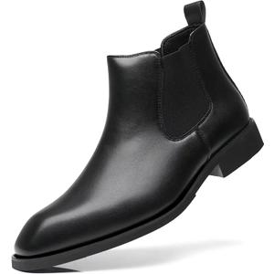 SANNAX Men's Chelsea Boots Classic Business Leather Shoes Casual Dress Ankle Boot