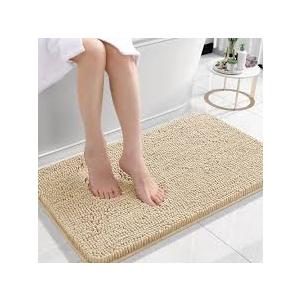 OLANLY Thick Small Bathroom Rugs 24x16, Extra Soft Absorbent Chenille Bath Rugs, Rubber Backing, Machine Wash Dry, Bath Mats for Bathroom Floor, Tub and Shower, Home Decor Accessories, Beige