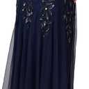 Adrianna Papell Women's Bead Long Dress with Godets, Light Navy, 14W (Blue)