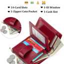 GAEKEAO Womens Wallet Small Vegan Leather RFID Blocking Bifold Zipper Pocket Wallet Card Case Purse with ID Window