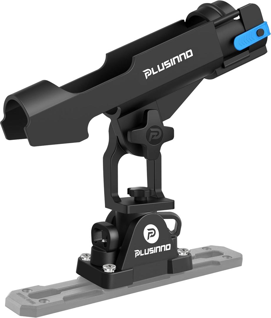PLUSINNO 2 in 1 Fishing Rod Holders for Boat, Kayak Fishing Rod Holder, Fishing Pole Holders for Track Mount / Deck Mount, Fishing Gear with Fishing Rod Protective Strap, Fishing Accessories & Gifts