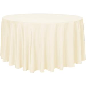 sancua Round Tablecloth - 120 Inch - Water Resistant Spill Proof Washable Polyester Table Cloth Decorative Fabric Table Cover for Dining Tables, Buffet Parties and Camping, Beige