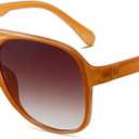 reckles Mark Vintage Retro 70s Sunglasses for Women Men Classic Large Square Aviator Trendy Glasses (Milky Orange, Millimeters, 60)