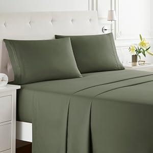 Nestl King Size Sheets Set- 4 Piece King Sheets, Deep Pocket, Hotel Luxury, Extra Soft, Breathable and Cooling, Olive Green King Bed Sheets
