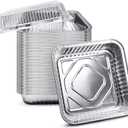 Foil Baking Pans with Lids(30pcs) Reusable 8x8 Inch Aluminum Pans for Oven, Roasting, Baking Food Storage, Square Baking Dish with Secure Lids1
