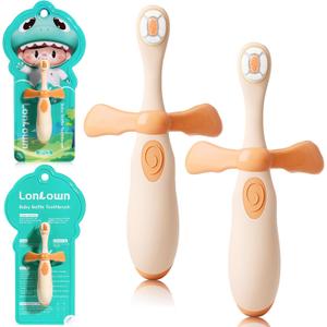 2 x Kids Toothbrushes 2 Pack,Soft Bristle Toothbrushes for Baby 1-3 Years Old Cute Dinosaur Toothbrush for Toddlers Baby's First Training Toothbrush Anti-Strike Throat Not Easy to Shed Bristles