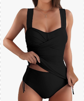 Tankini Swimsuits for Women Color Block Bathing Suit Top with Tummy Control Bikinis Bottom Swim Suits Women 2025, Size -2XL