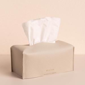 OLETHA Aesthetic Rectangle Tissue Box Cover, High Flat Box Tissues Holder Rectangular, Light Taupe (Fits High Flat Box (180-230 Sheets))