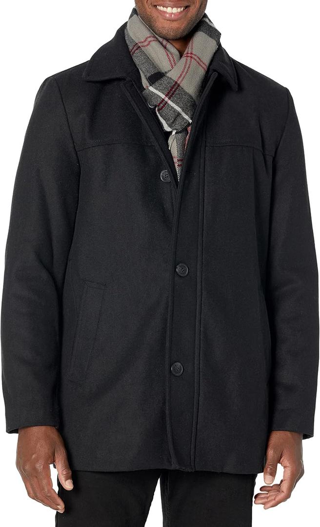 Dockers mens Weston Wool Blend Coat With Scarf (Regular and Big & Tall) (XX-Large, Black/Light Grey Scarf)