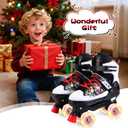 Kids Roller Skates, 4 Size Adjustable Quad Skates with All Light Up Wheels, 10C to 8 Rollerskates for Toddlers, Beginners, Boys, Girls, Outdoor, Indoor, Black, Small