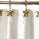 Gold Bow Knot Shower Curtain Hooks, 12PCS Rust Proof Shower Curtain Rings for Bathroom, Metal Decorative Shower Curtain Hangers Bathroom Accessories