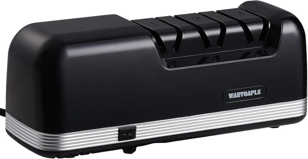 Electric Knife Sharpener - 3 Stage Knife Sharpener for Kitchen Knives with Professional Grade Safety, Offering Fast Sharpening and Polishing, Sharpener is Perfect for Home and Kitchen Use