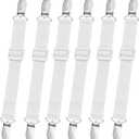 10 pcs Adjustable Bed Sheet Straps,Bed Sheet Clips, Elastic Bed Fitted Sheet Holder,Fitted Sheet Straps Clips,Sheet Fastener Suspenders to Hold Sheet ,Mattress Covers,Sofa Cushion,Table Clothing,White