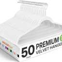 HOUSE DAY Premium Velvet Hangers 50 Pack, Non-Slip Flocked Felt Hangers, Sturdy Clothes Hangers with 360 Rotatable Hook, Heavy Duty Coat Hanger, Durable Slim White Hanger for Closet Space Saving