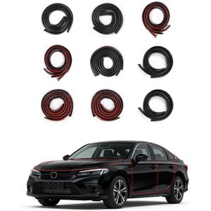 Weather Stripping Door Seal for Honda Civic 11th Gen, Rubber Seal Weather Strip Kit, Soundproof Noise Insulation Dustproof for Front/Rear Trunk A-Pillar B-Pillar Front/Rear Door (9-Pack)