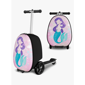 Scooter Suitcase for Kids, 2 in 1 Ride-on Luggage with Flash PU Wheels, Adjustable Handle & TPR Non-Slip Grip, Foldable & Lightweight, Ages 5-12