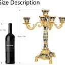 RosyLine Metal Candelabra 17" Height, Candle Holder with 5 Arms,Antique Bronze Furnish Candle Holder, Centerpiece for Home Decro,Wedding Event, Party,1 Pack (Golden Blue)