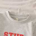 GLIGLITTR Toddler Baby Boy Valentines Sweatshirt Outfit Long Sleeve Stud Muffin Letter Print Pullover Shirt Clothes (Gray)