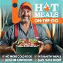 TRAVELISIMO Electric Lunch Box for Adults 80W Heated Lunch Box For Men 1.5L Stainless Steel Portable Food Warmer, 12/24/110V Electric Food Warmers for Travel & Work, Loncheras Para Hombres de Trabajo (Dark Green)