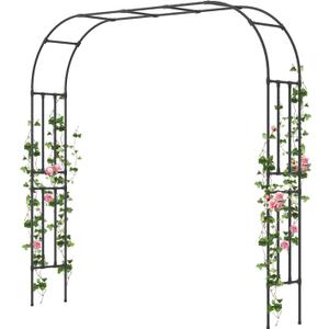 Garden Arch Trellis - Length: 98.5in, Height: 94.5in Garden Trellis for Climbing Plants Outdoor - Garden Arch for Lawn, Party, Ceremony Wedding Decoration (Black)
