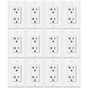 12 Pack Standard Decorator Electrical Wall Receptacle Outlet, 20A 125V, 2 Pole 3 Wire, Non-Tamper Resistant, Wallplate Included, Residential and Commercial Use, UL Listed, White