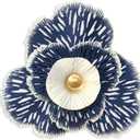 10" Metal Flower Wall Art Decor, Rustic Modern Floral Sculpture, Distressed Iron Wall Hanging Home Decoration Accent Artworks for Indoor Kitchen Bedroom Living Office Outdoor Garden Patio (36D-Blue)