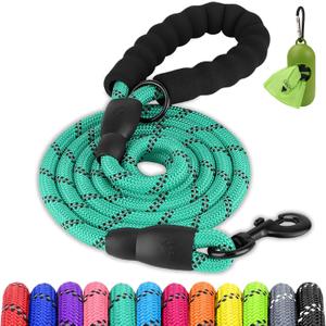 Joytale Dog Leash for Dogs, Heavy Duty Nylon Leashes with Comfortable Padded Handle and Highly Reflective Threads, Ideal for Walking and Training, Teal, 6'1/2'' (Turquoise)