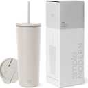 Simple Modern Insulated Tumbler with Lid and Straw | Iced Coffee Cup Reusable Stainless Steel Water Bottle Travel Mug | Gifts for Women Men Her Him | Classic Collection | 24oz | Almond Birch (24 Ounces)