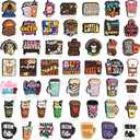 Silicone Coffee Focal Beads Bulk 50PCS Different Coffee Focal Beads for Pens/Necklace/Keychains/Bracelets Women Teens Gifts