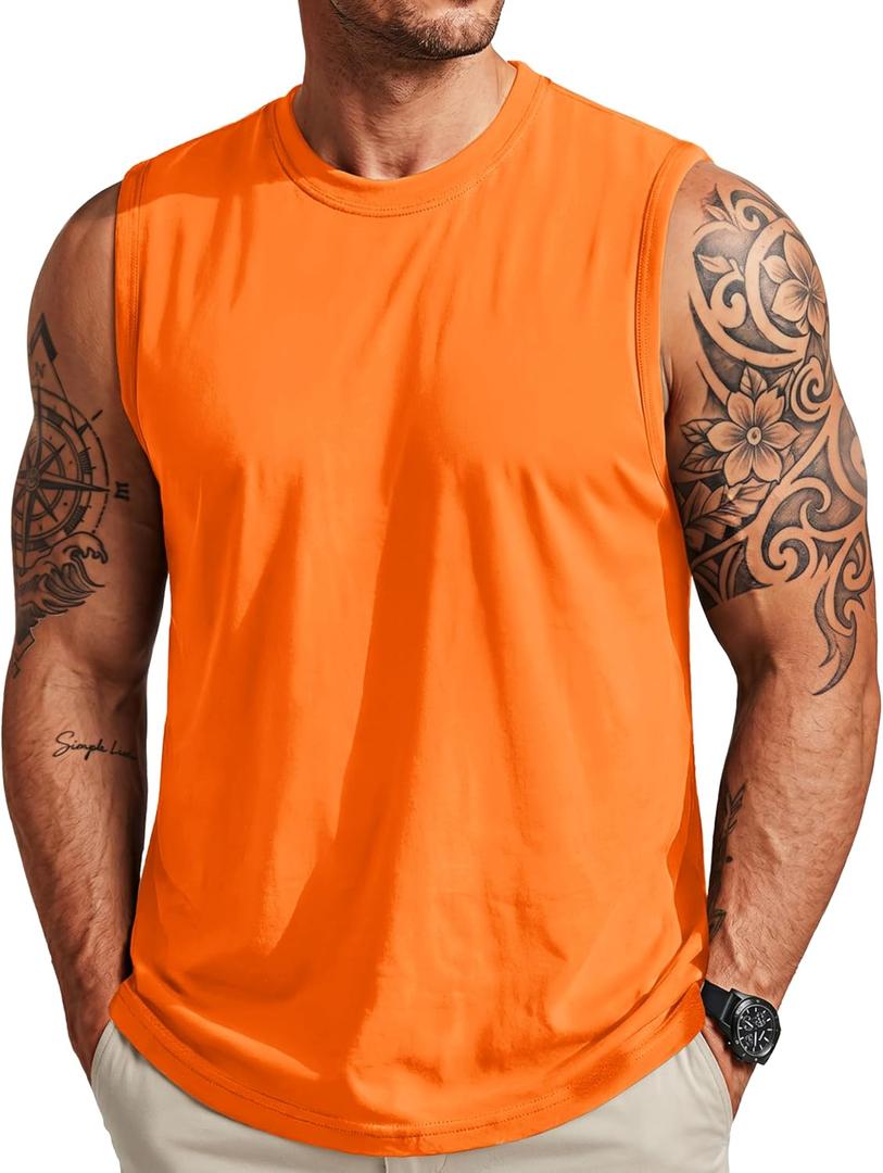 MAGCOMSEN Men's Sleeveless Shirts Workout Tank Top Cotton Gym Muscle Shirt Moisture Wicking Athletic Summer Sleeveless Top