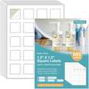 MaxGear 1.5" Square Sticker Labels, for Inkjet or Laser Printer, Matte White Printable Labels Sheets, Strong Adhesive, Dries Quickly, Holds Ink Well, 30 Sheets