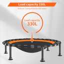 48" Foldable Mini Trampoline Load 330lbs, Portable Exercise Rebounder with Durable Bungee Band, Fitness Trampoline for Adults and Kids