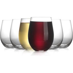 Stemless Wine Glass, Red & White 18oz Stemless Wine Glass Set of 6, Drink Glasses with Durable Chip Resistant Rim, Large Wine Glasses for Enhanced Aeration, Wine Accessories for Parties (18oz -6Pack)