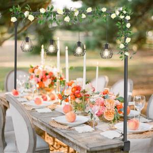 Over The Table Rod Stand with Clamps Adjustable 46"-100'' Length 29"-55" Height Table Balloon Arch Stand with Storage Bag Metal Decorating Rod for Table Hanging (Black)