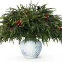 20-Piece Set 24" Artificial Norfolk Pine Branches - Christmas Decorations - Faux Christmas Greenary - Faux Norfolk Pine Stems for DIY Crafts Garland Wreath Home Decor- Free LED String Lights