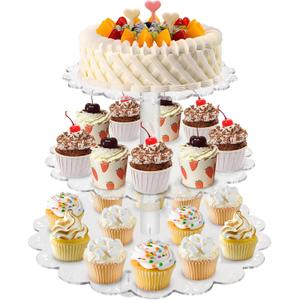 Acrylic Cupcake Stand with Lace Edge, 3 Tier Round Clear Cake Stand Cupcake Display Tower Rack Cookie Macarons Donut Stand Desserts Serving Tray Table Centerpiece for Birthday Wedding Party Decor (2#)
