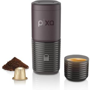 WACACO PIXAPRESSO, Coffee Machine Electric & Portable, With 4 Coffee Types & Fast Heat-Up, 3* 3000mAh Battery Up to 5 Cups, 20 Bar Portable Espresso Maker For Ground Coffee & NS Capsule, Dark Burgundy