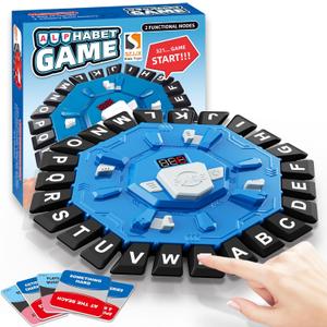 Word Game Family Board Games for Kids & Adults with 2 Modes,220 Topic Categories 24 Letters Pressing Games, Fun Fast-Paced Learning Game with English Pronunciation for Boys Girls Age 3+,35 Cards, Blue