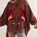 TERIVEEK Graphic Horse Sweatshirt Women Oversized Crewneck Vintage Aesthetic Shirts Tops Y2k Drop Shoulder Pullover Sweater Brown (Brown, S)