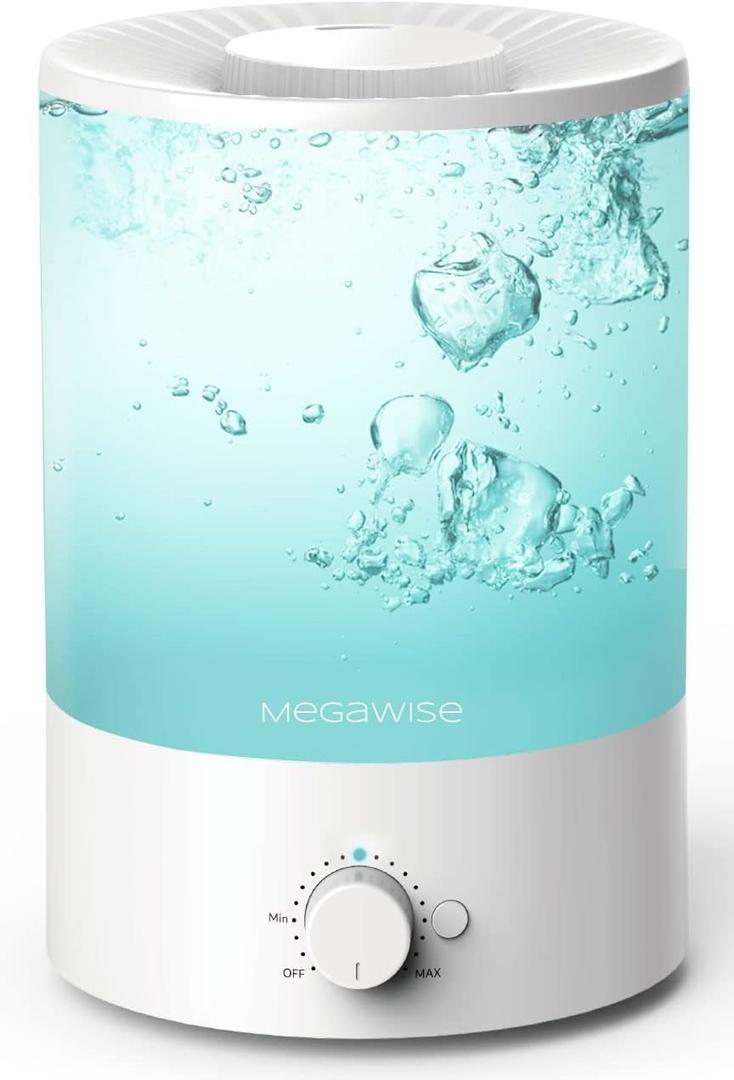 MEGAWISE 3.5L Cool Mist Humidifier  Ultra-Quiet Ultrasonic Vaporizer with Top-Fill Design, Essential Oil Diffuser, 7-Color Night Light & Auto Shut-Off