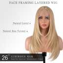 BrittyHair Blonde Wigs for Women 26 Inches Long Straight Layered Wig Middle Part Blonde Layered Wigs Natural Looking Heat Resistant Synthetic Wig for Daily Party Cosplay Use (#Mixed Blonde, 26 Inch)