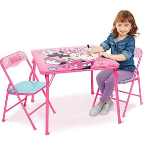 Minnie Mouse Kids Table & Chairs Set for Kid and Toddler 36 Months Up To 7 years, Includes: 1 Table (24"L x 24"W x 20"H), 2 Chairs (13"L x 13.5"W x 21"H) Weight Limit: 70 lb, Onesize